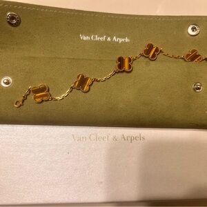 Van Cleef & Arpels Tigers Eye & Gold Bracelet Alhambra Motifs